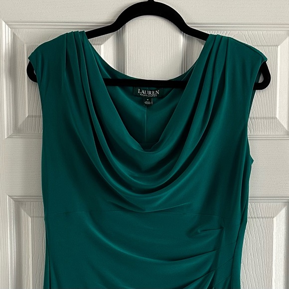 Lauren Ralph Lauren Ruched Shift Dress Green Size 8 - Picture 3 of 3